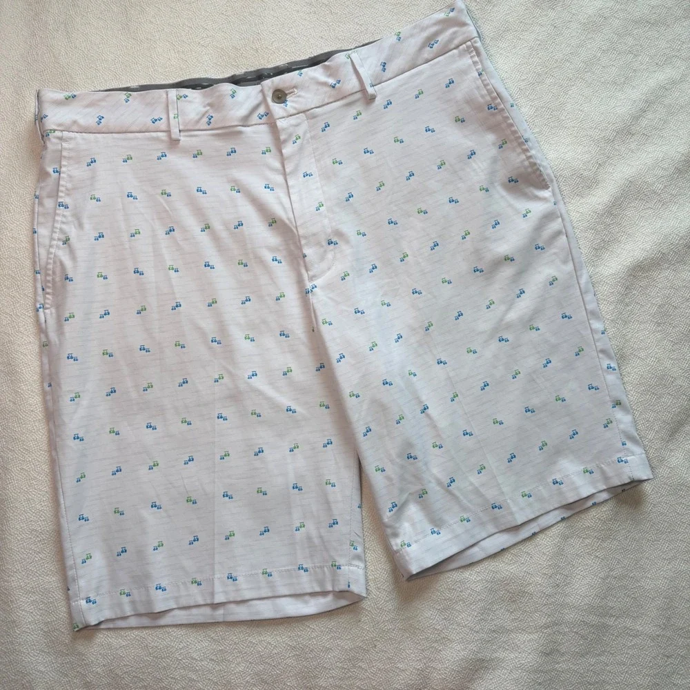 Walter Hagen Mens Golf Shorts White Golf Cart Print Summer Performance Size 38